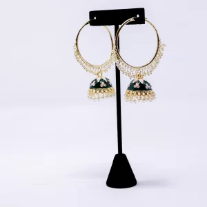 Green Meenakari Hoops