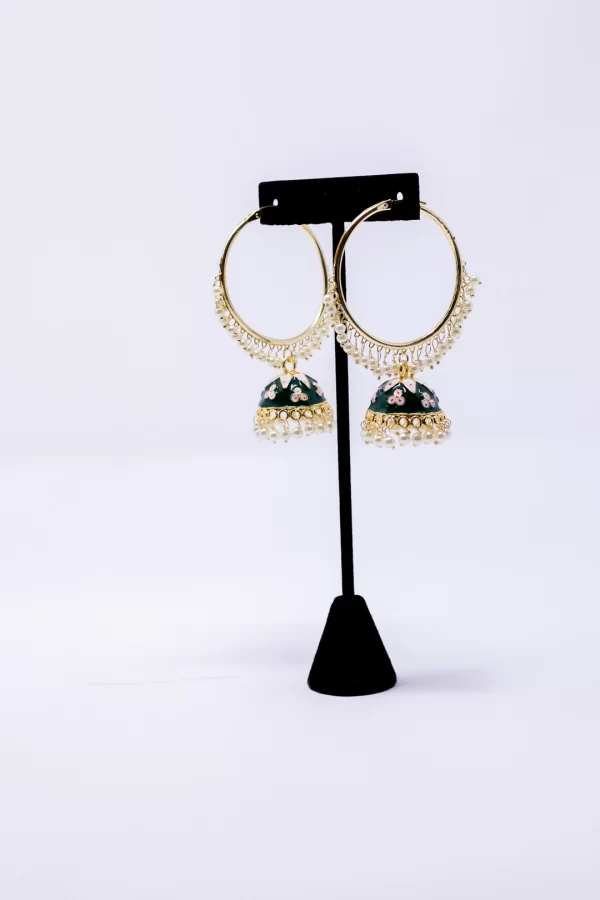 Green Meenakari Hoops