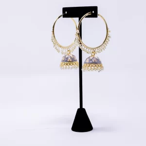Grey Meenakari Hoops