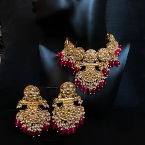 Hot pink kundan set