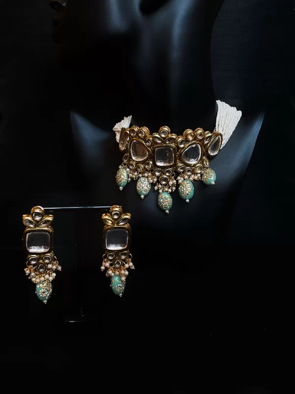 Light green Pearl kundan