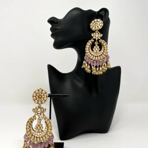 Light Pink Kundan Chandelier