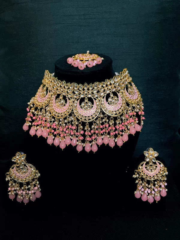 Light pink kundan tikka set