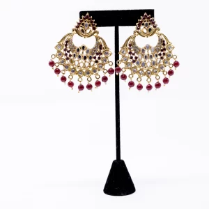 Maroon Pearl Kundan