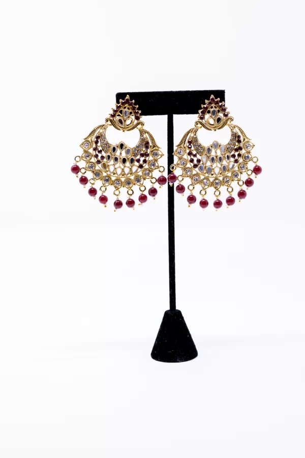 Maroon Pearl Kundan