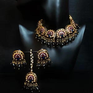 Meenakari black tikka set