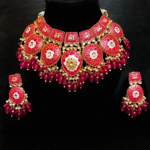 Meenakari hot pink set