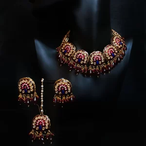Meenakari maroon tikka set (Copy)