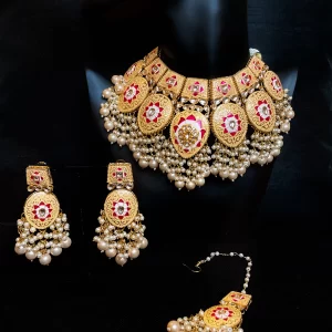 Meenakari yellow tikka set