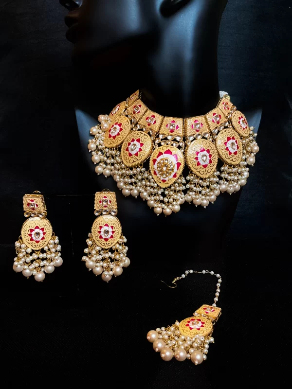 Meenakari yellow tikka set