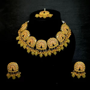 Meenakari yellow tikka set
