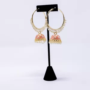 Peach Meenakari Hoops
