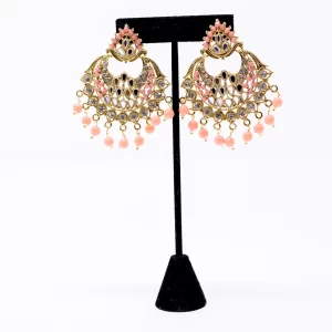 Peach Orange Pearl Kundan