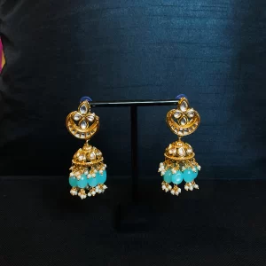 Powder Blue Kundan Jhumki