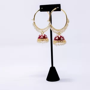 Red Meenakari Hoops