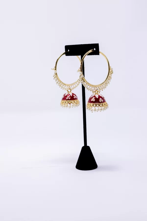 Red Meenakari Hoops