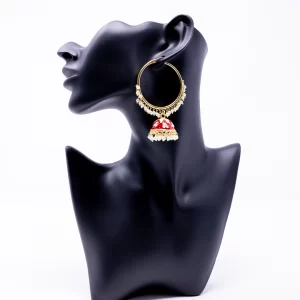 Red Meenakari Hoops