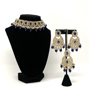 Royal blue Polki tikka set