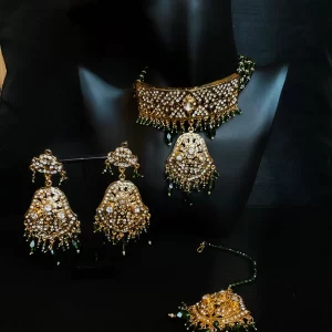 Royal green jadau tikka set
