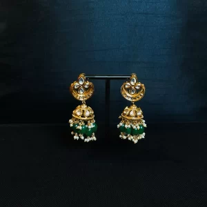 Royal Green Kundan Jhumki