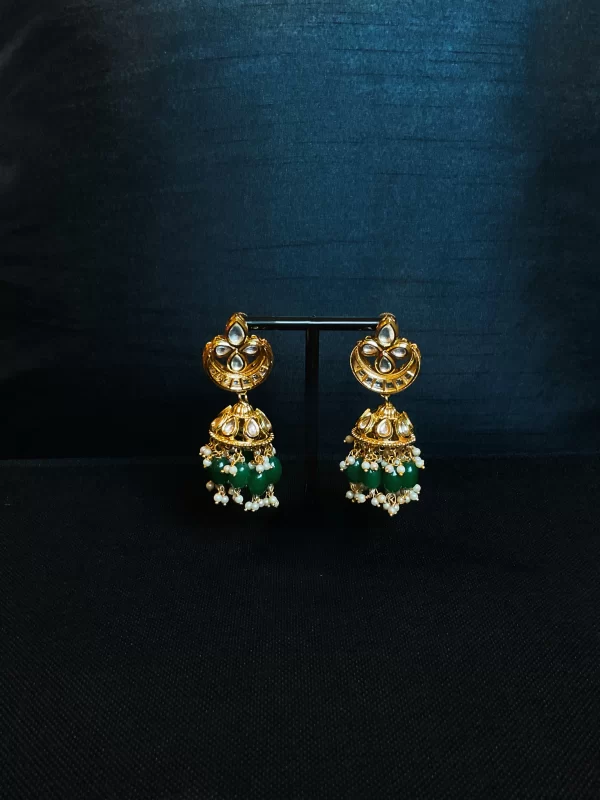 Royal Green Kundan Jhumki