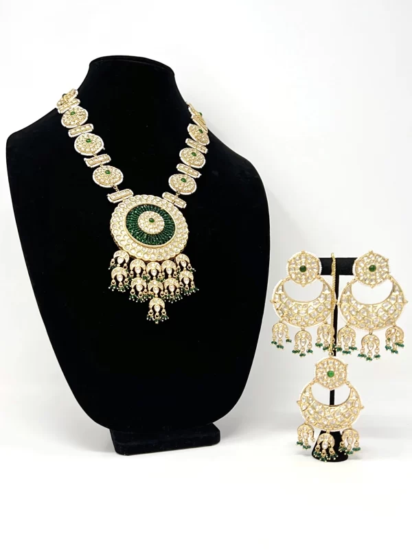 Royal green kundan set