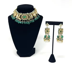 Royal green kundan set
