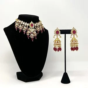 Ruby red kundan set
