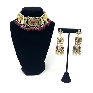 Ruby red kundan set