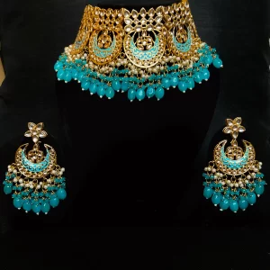 Turquoise kundan set
