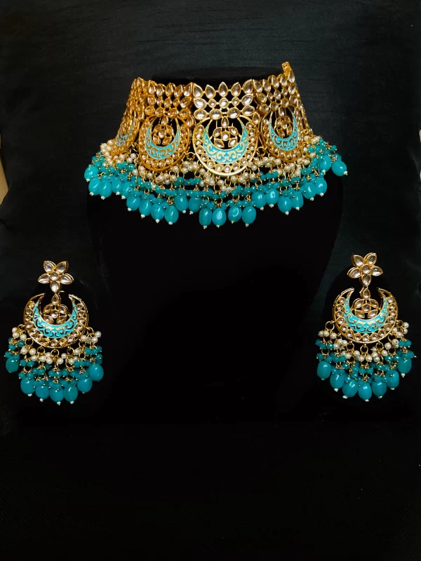 Turquoise kundan set