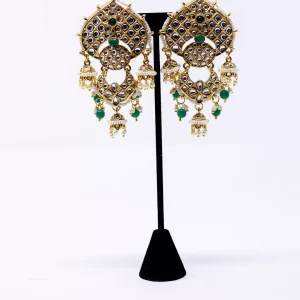 Green Kundan Dangler