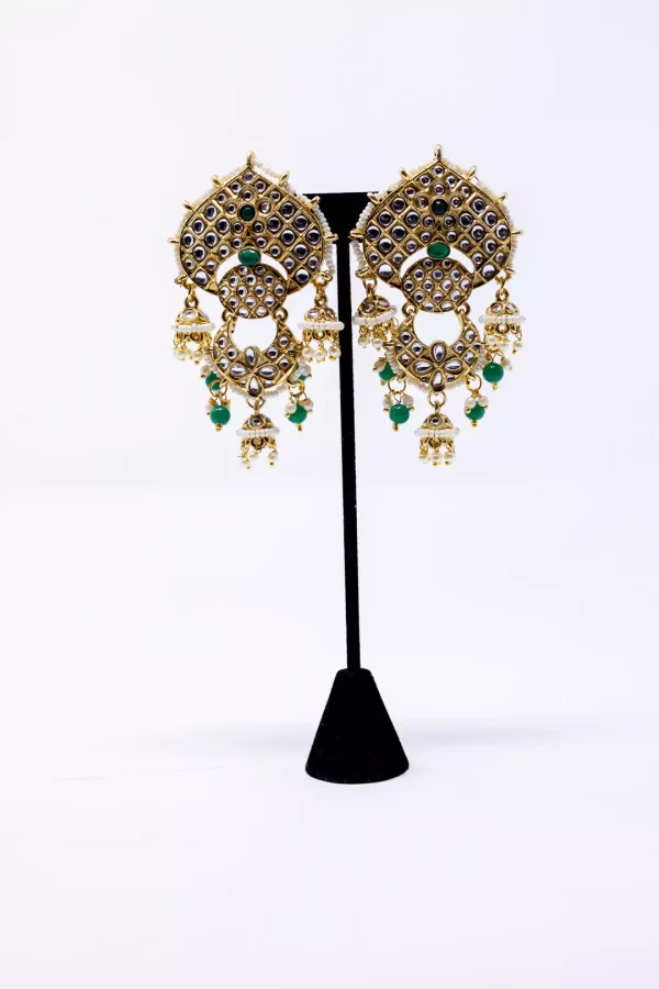 Green Kundan Dangler
