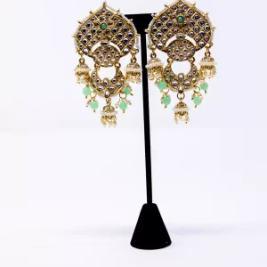 Green Kundan Dangler