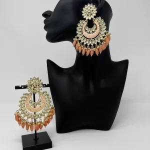 Peach Orange Kundan Chandelier