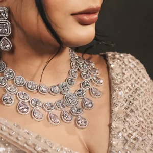 Multi layer white diamond statement